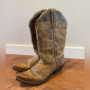 Laredo Brown Leather Cowboy Boots